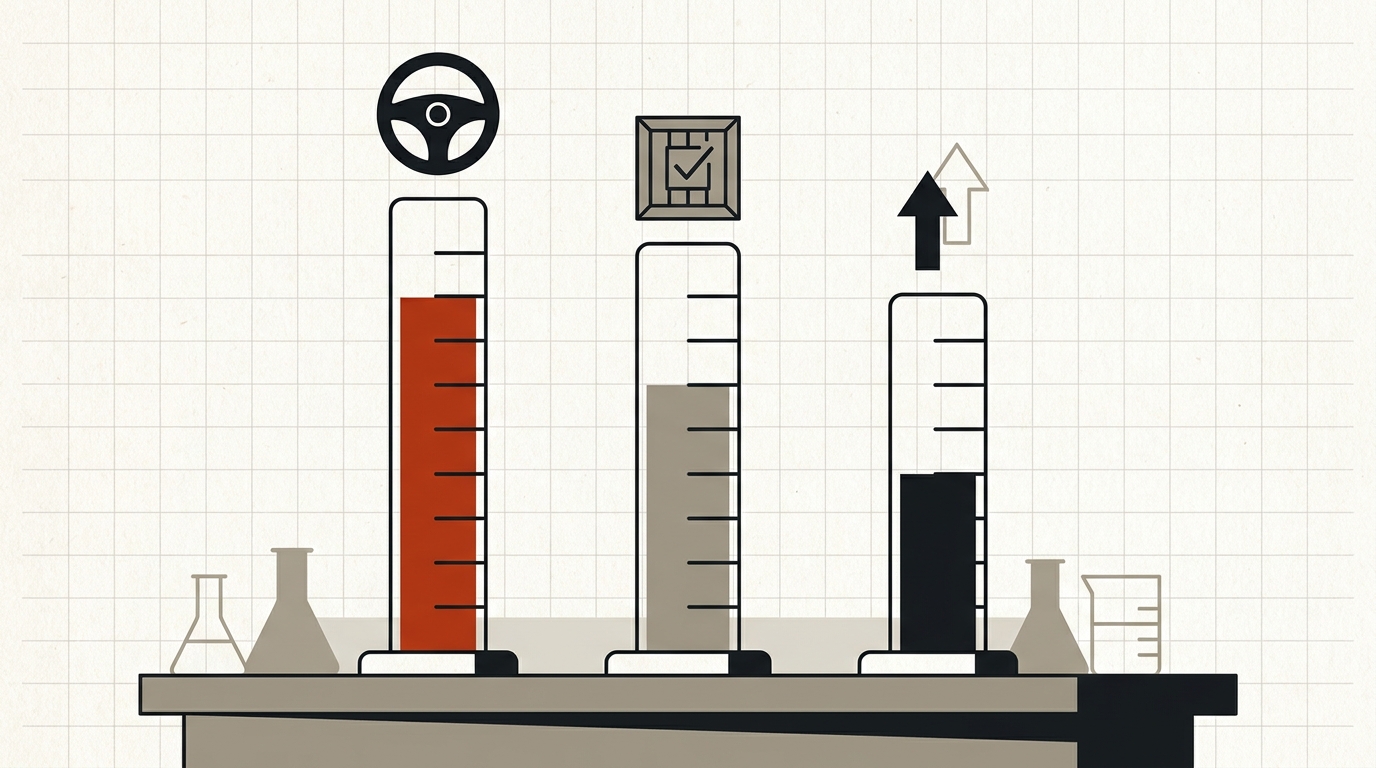 Three gauges for the three score axes, the first one tallest